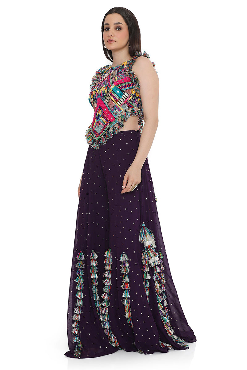 CHOLI SHARARA PURPLE