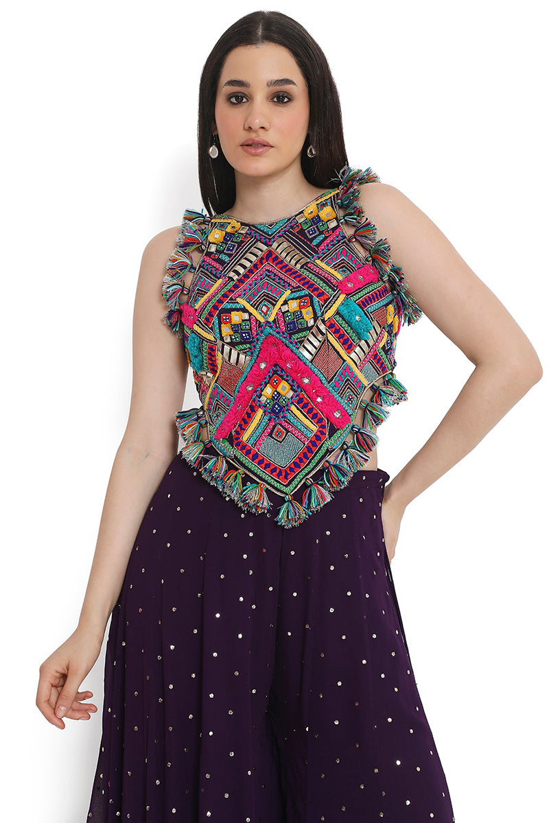 CHOLI SHARARA PURPLE