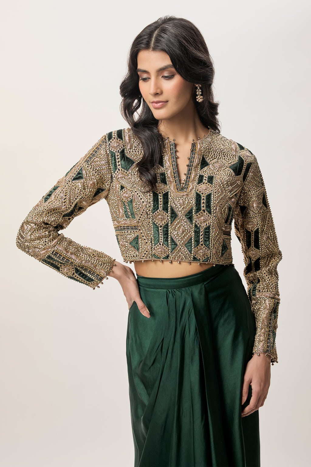 Dhoti Skirt Blouse Green