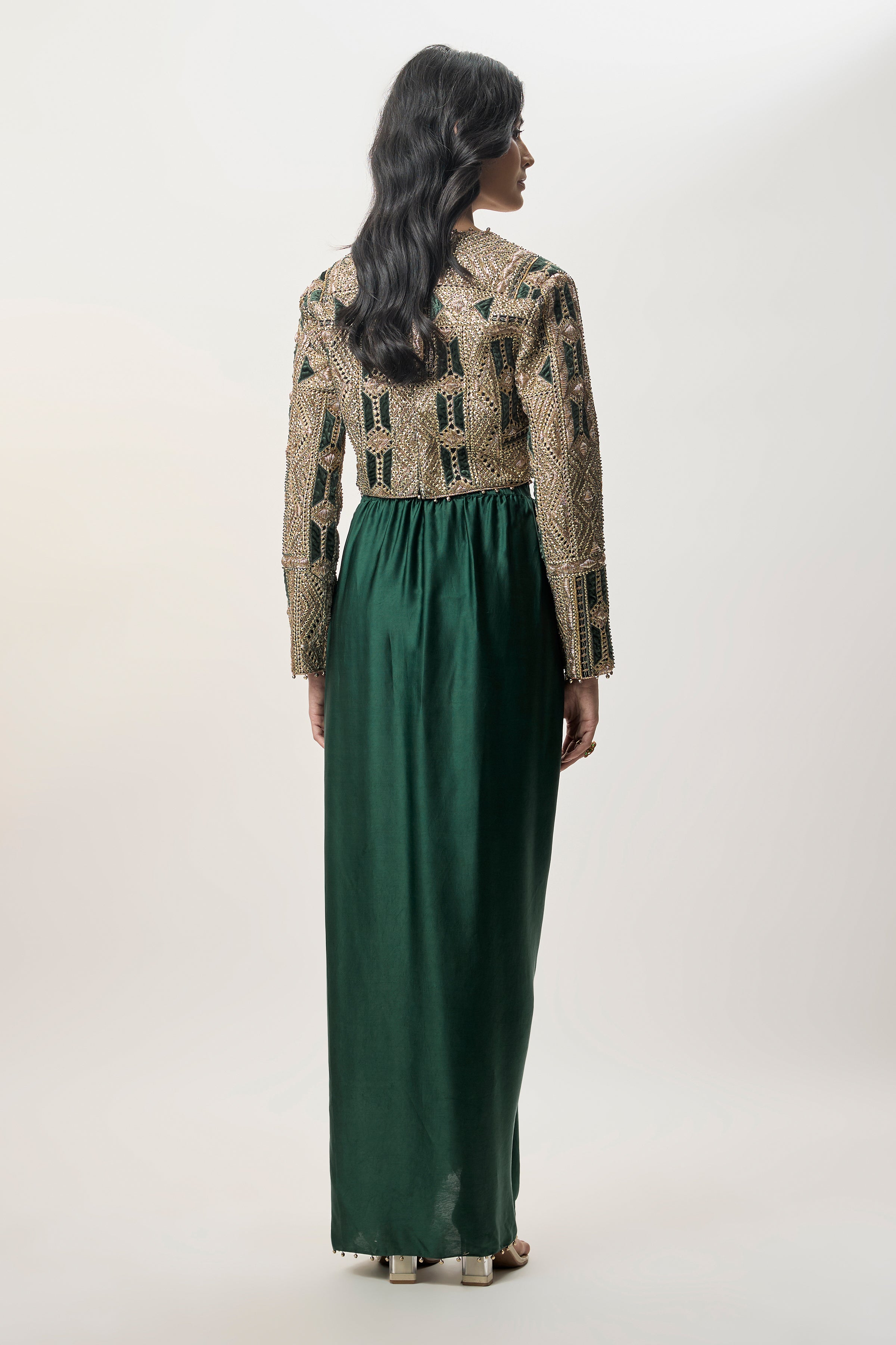 Dhoti Skirt Blouse Green