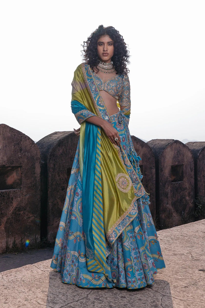 Lehenga Blouse Dupatta Mist Blue