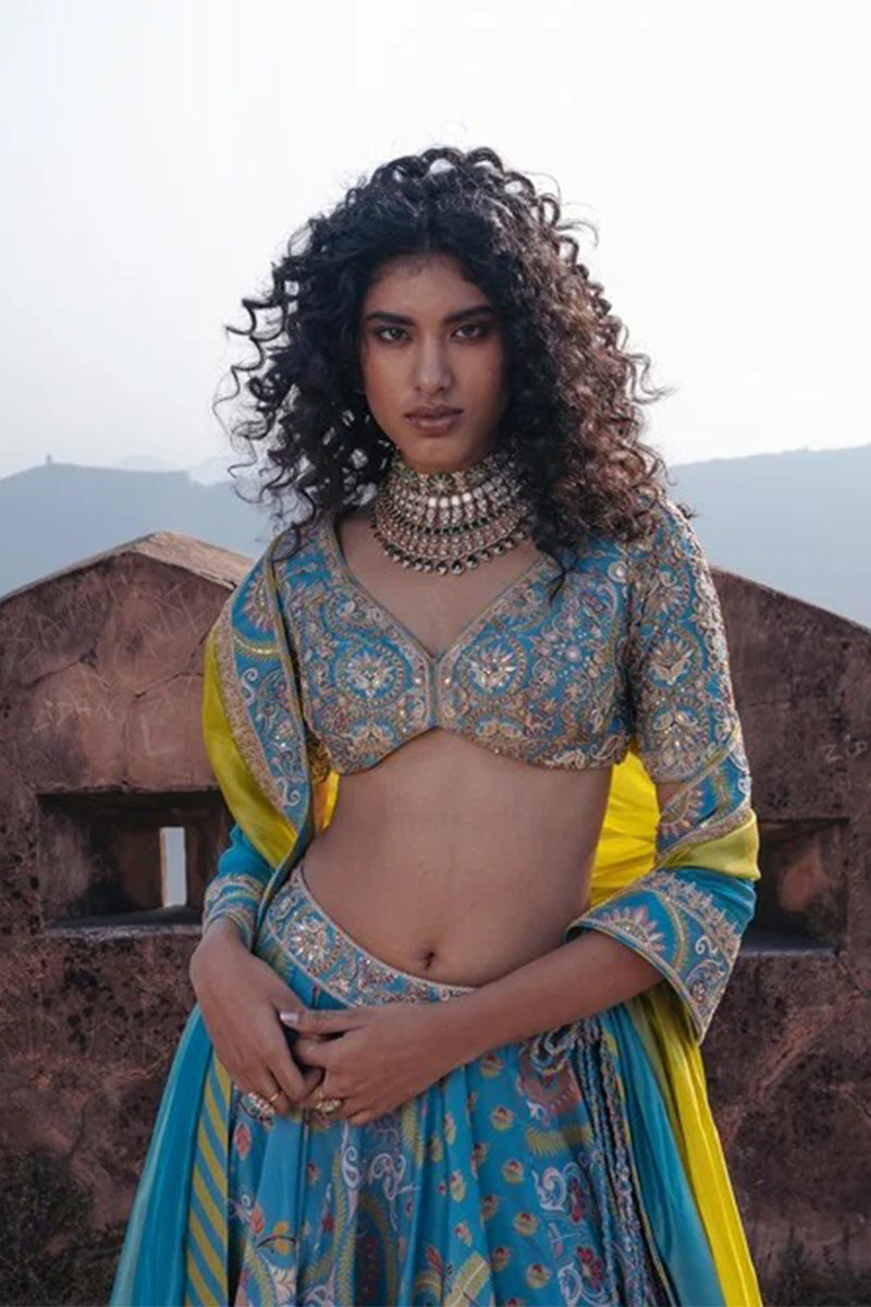 Lehenga Blouse Dupatta Mist Blue