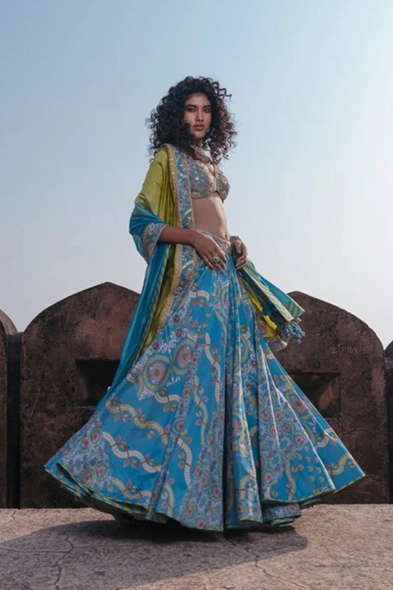 Lehenga Blouse Dupatta Mist Blue