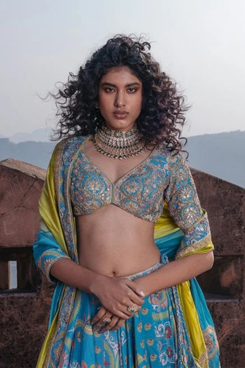 Lehenga Blouse Dupatta Mist Blue