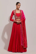 Lehenga Blouse Dupatta Red