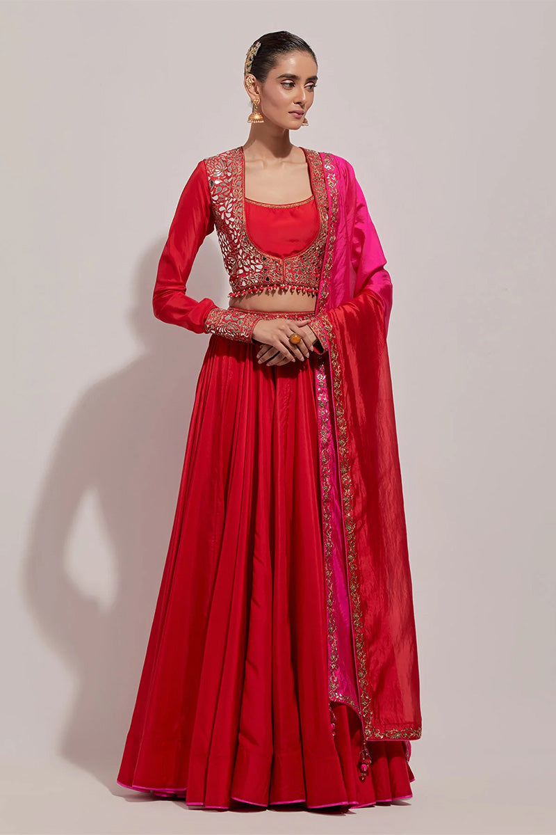 Lehenga Blouse Dupatta Red