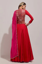 Lehenga Blouse Dupatta Red