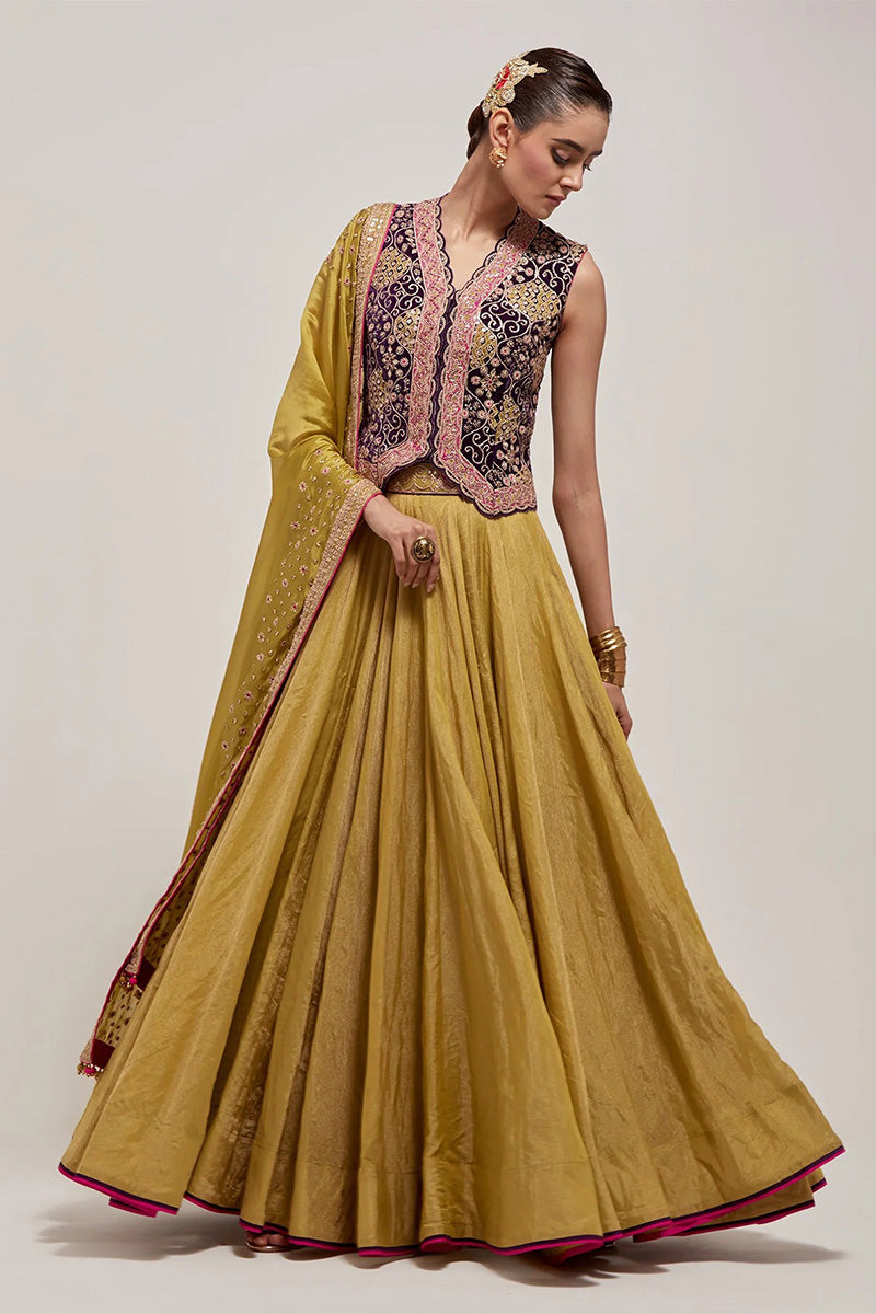 Lehenga Blouse Dupatta Purple-Green