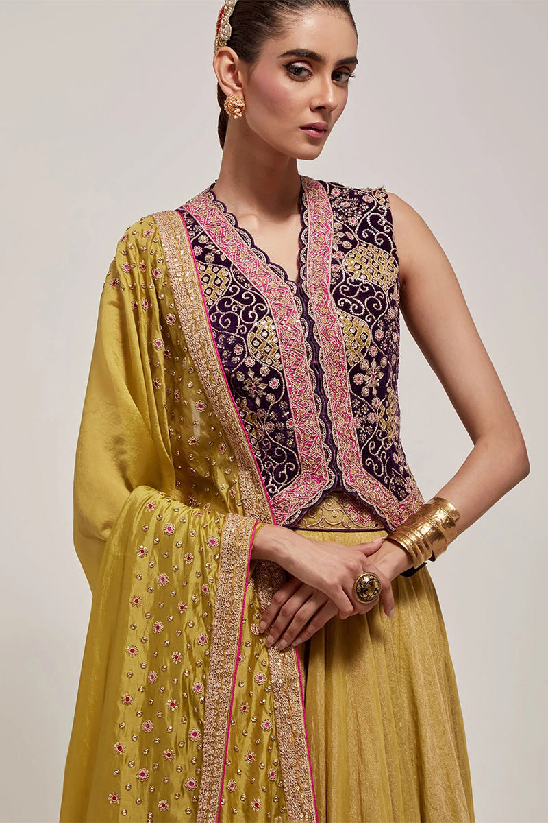 Lehenga Blouse Dupatta Purple-Green