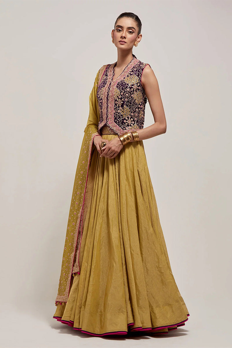Lehenga Blouse Dupatta Purple-Green