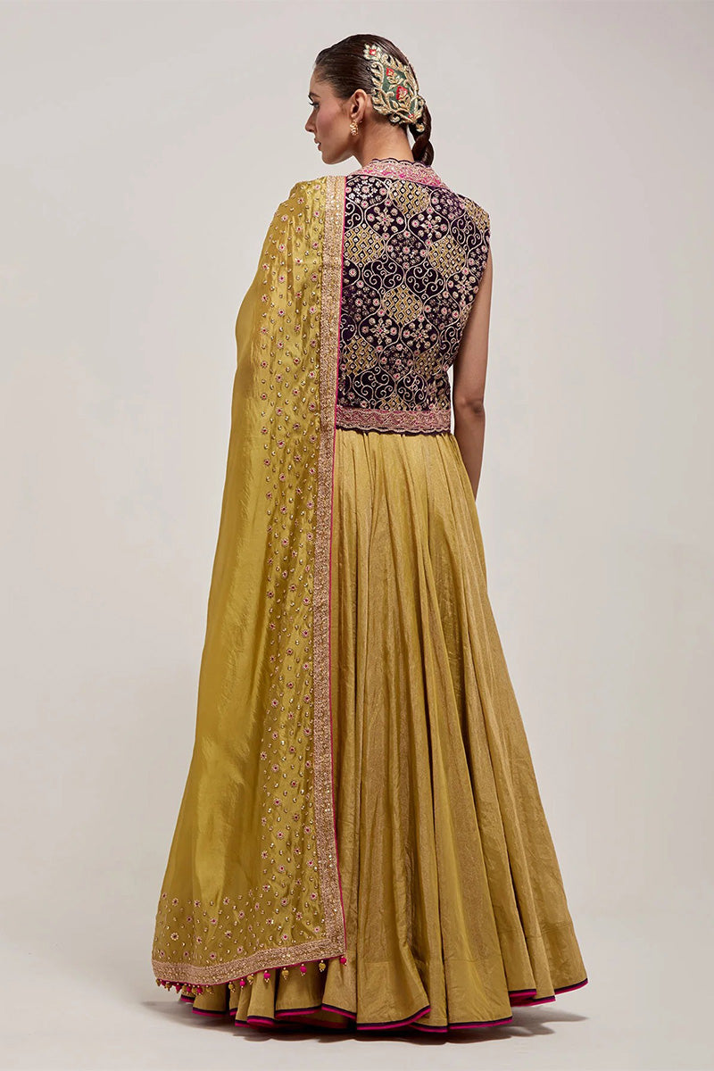 Lehenga Blouse Dupatta Purple-Green