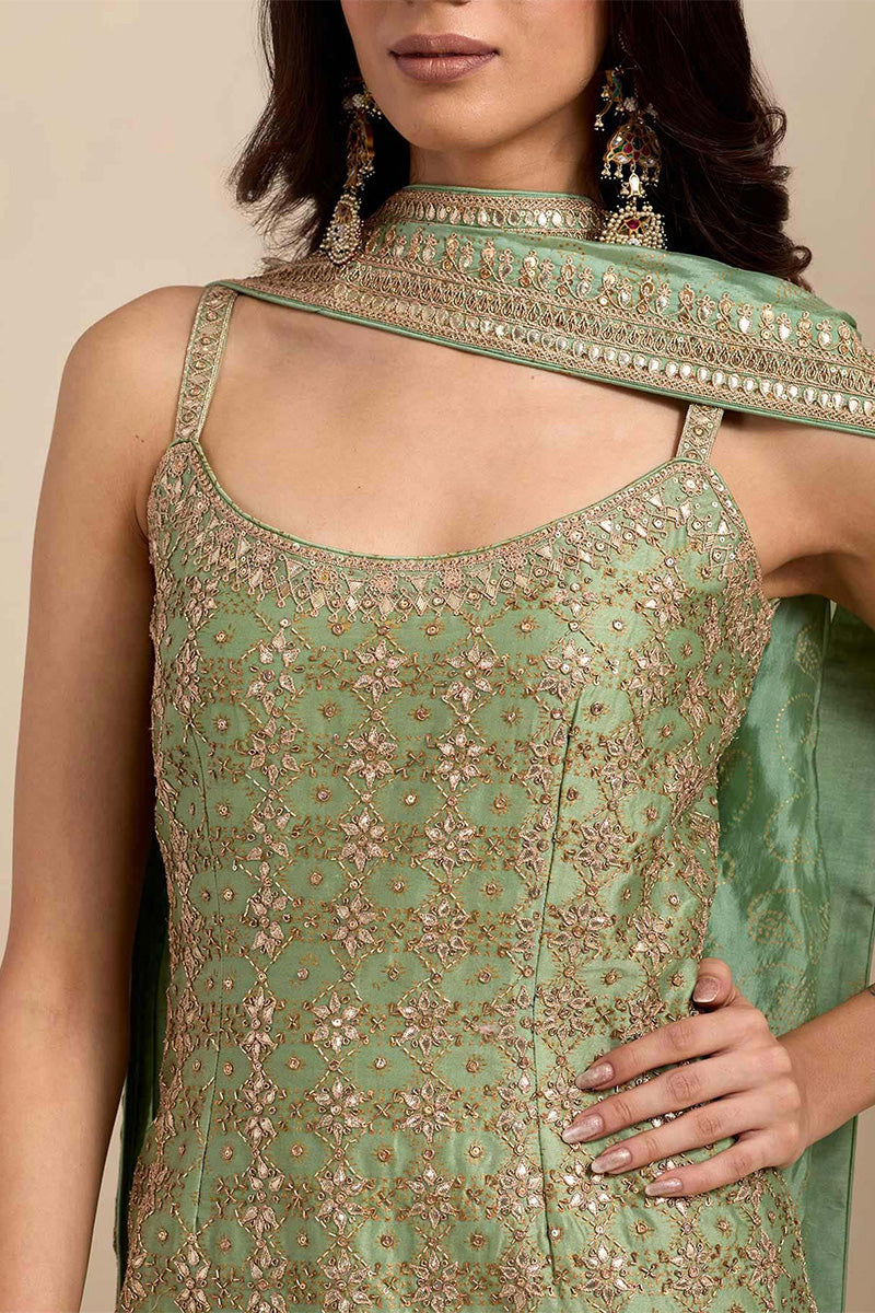 Sharara Kurti Dupatta Sage Green