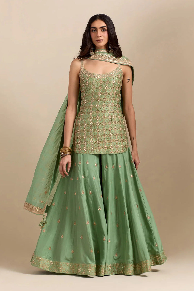 Sharara Kurti Dupatta Sage Green