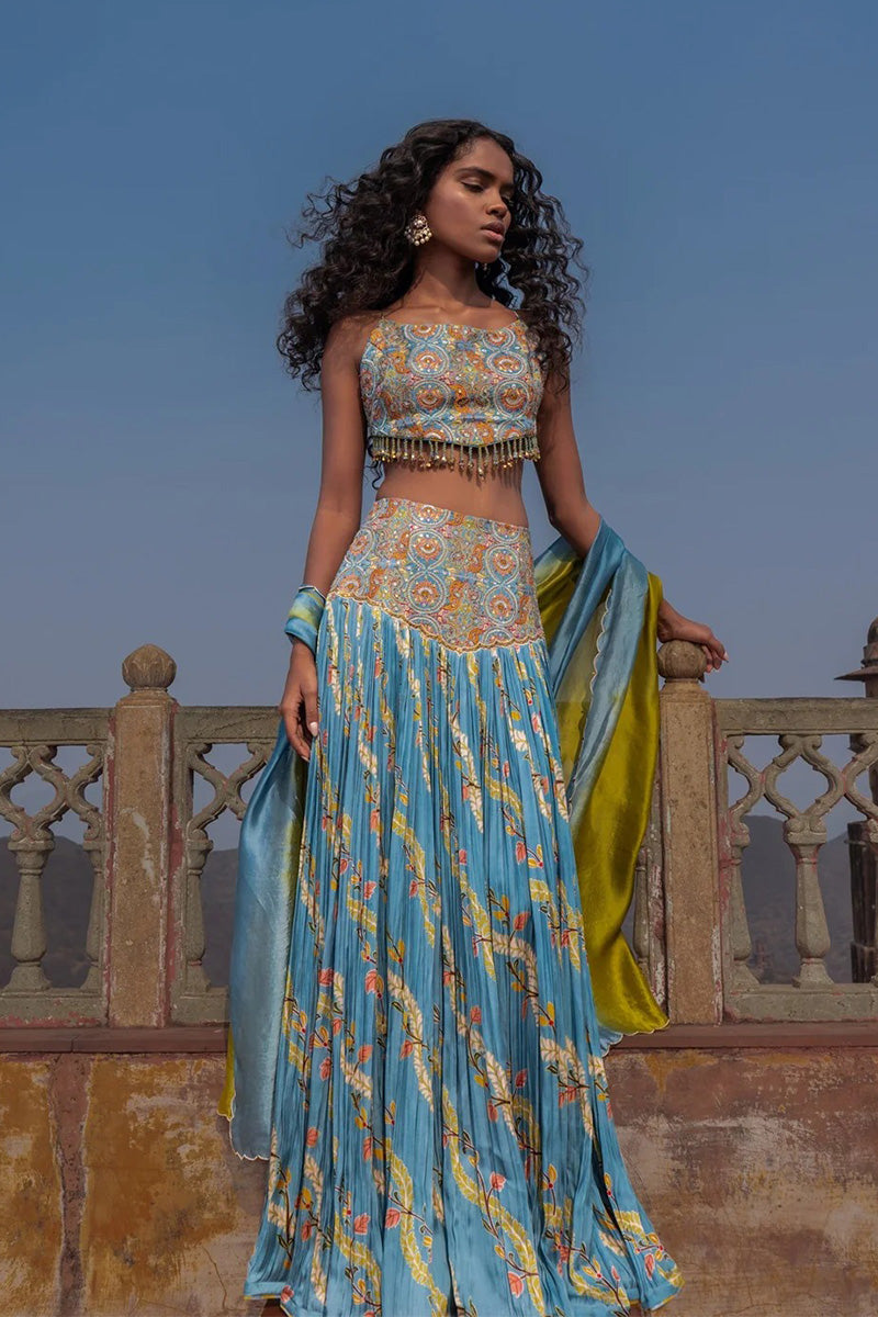 Skirt Blouse Dupatta Mist Blue
