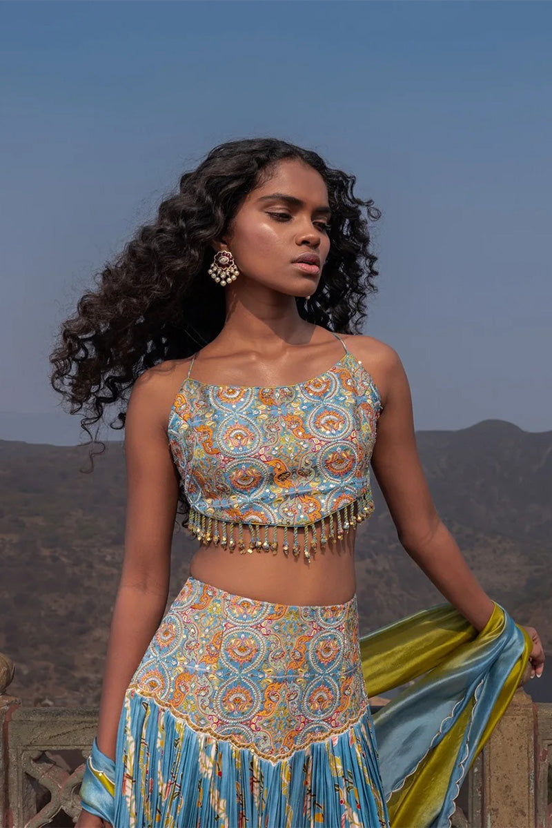 Skirt Blouse Dupatta Mist Blue