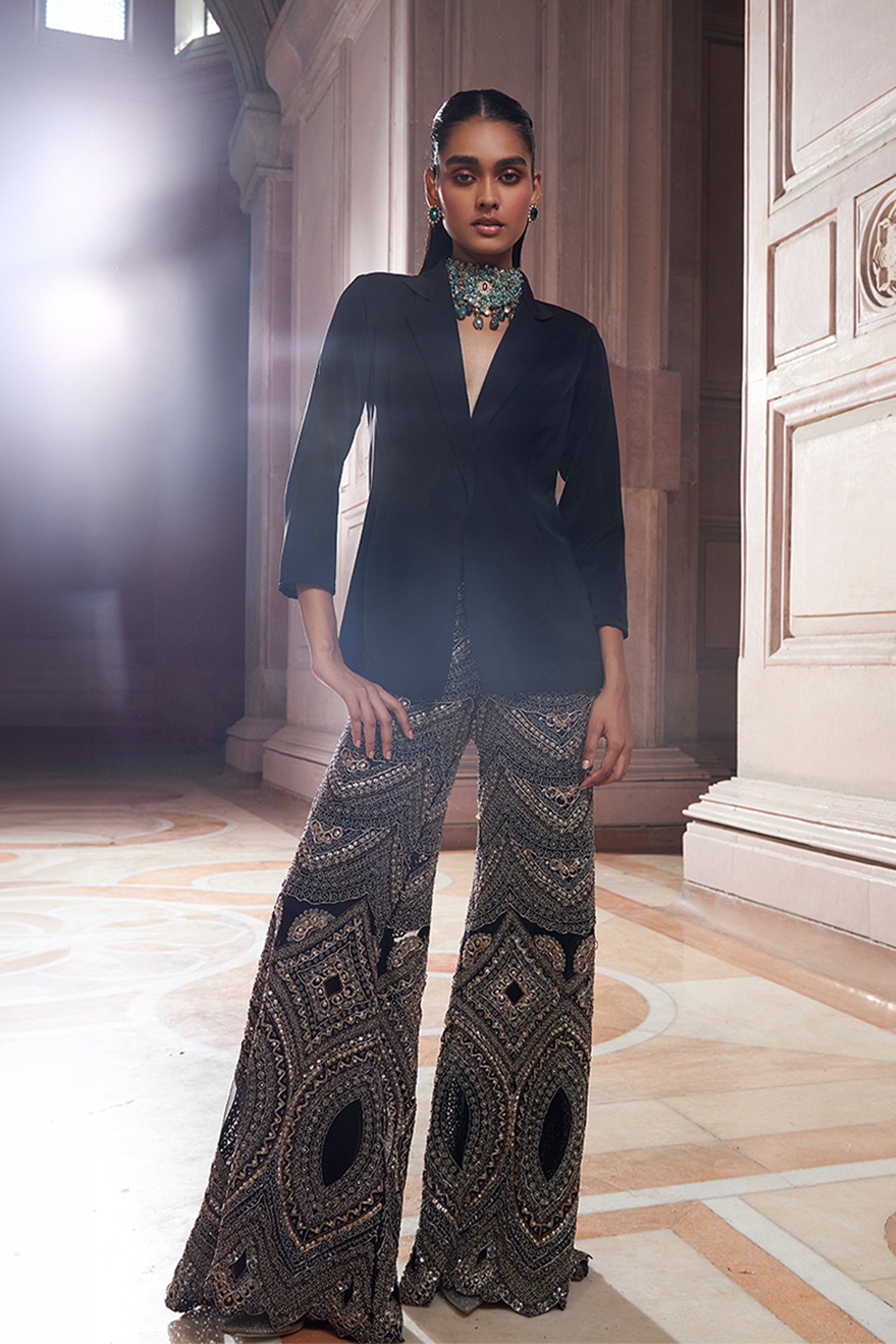 BLAZER BUSTIER PANT BLACK