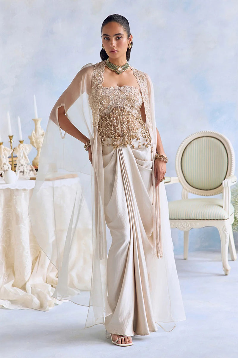 Cape Blouse Drape Ivory