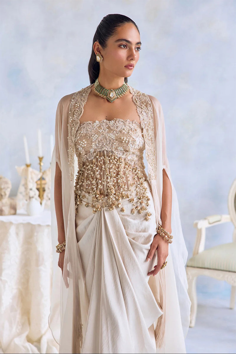 Cape Blouse Drape Ivory