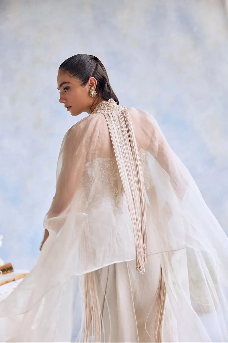Cape Blouse Drape Ivory
