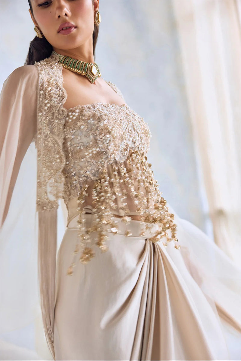 Cape Blouse Drape Ivory
