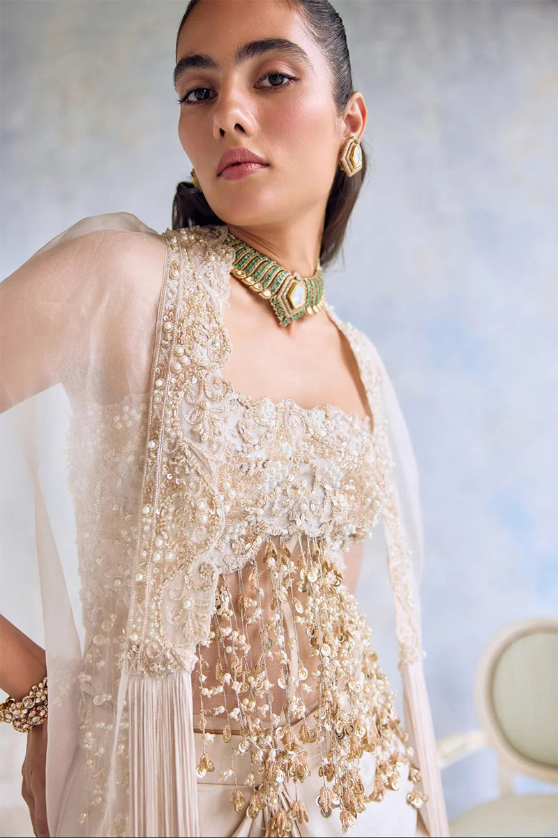 Cape Blouse Drape Ivory