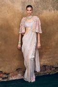 DRAPED SAREE BLOUSE SILVER GREY