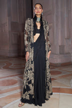 DRAPED SAREE BLOUSE JACKET BLACK