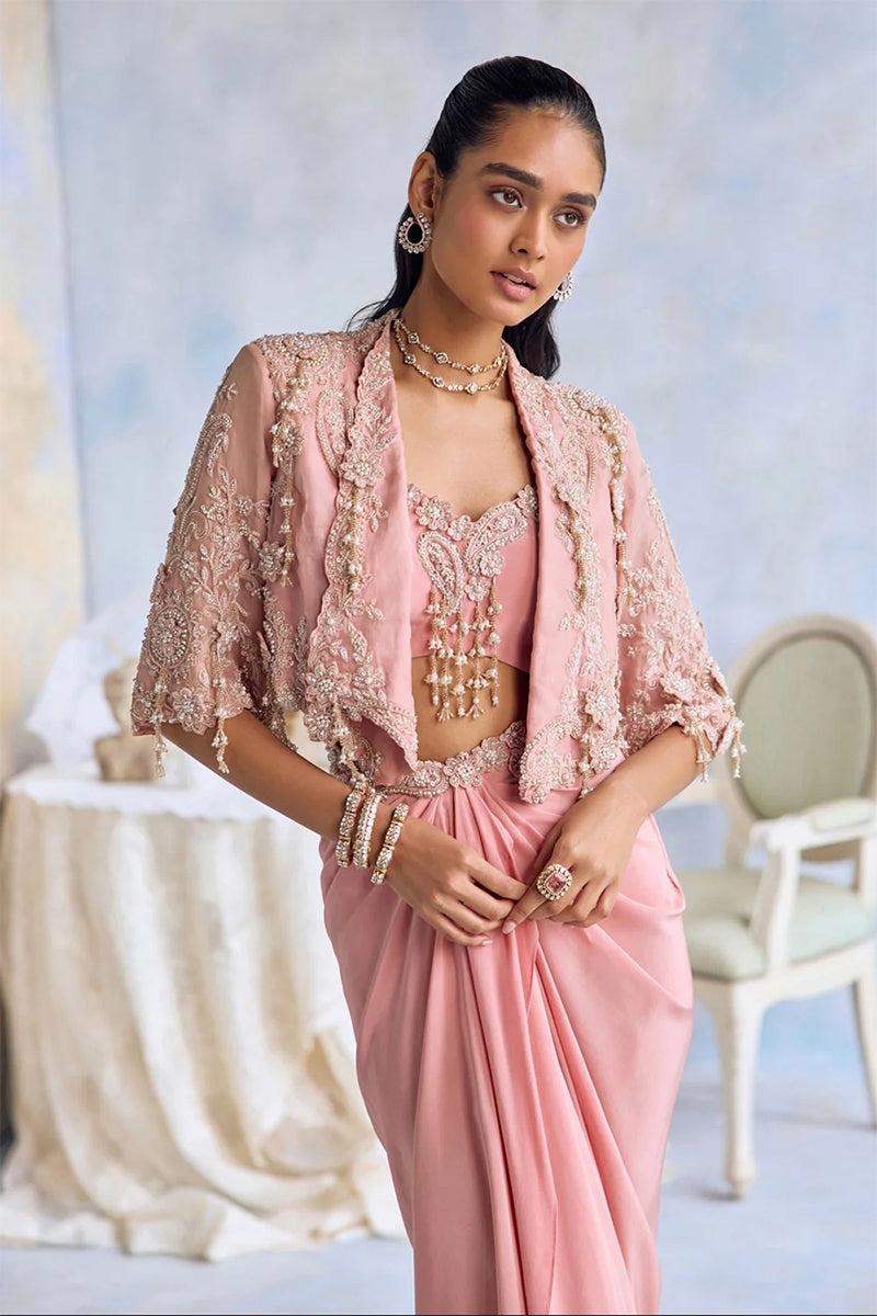 Jacket Blouse Skirt Blush Pink