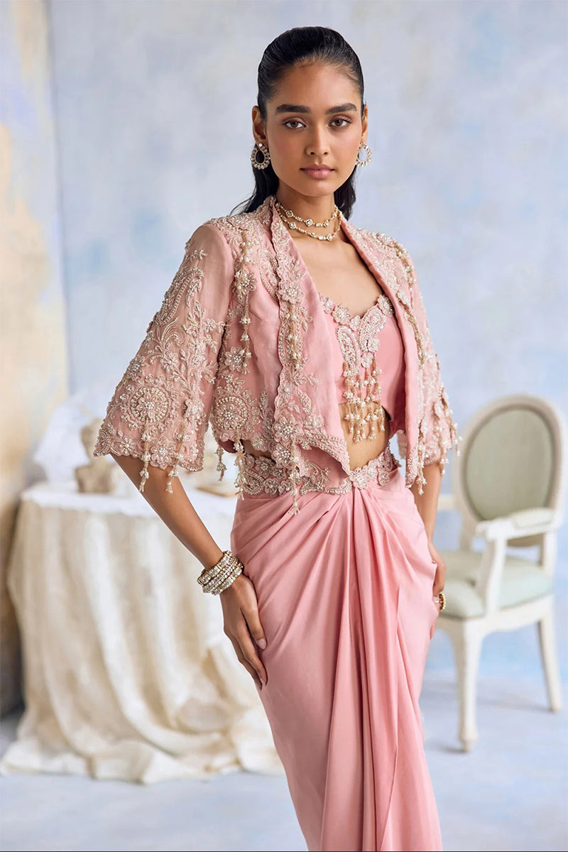 Jacket Blouse Skirt Blush Pink