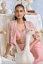 Jacket Blouse Skirt Blush Pink