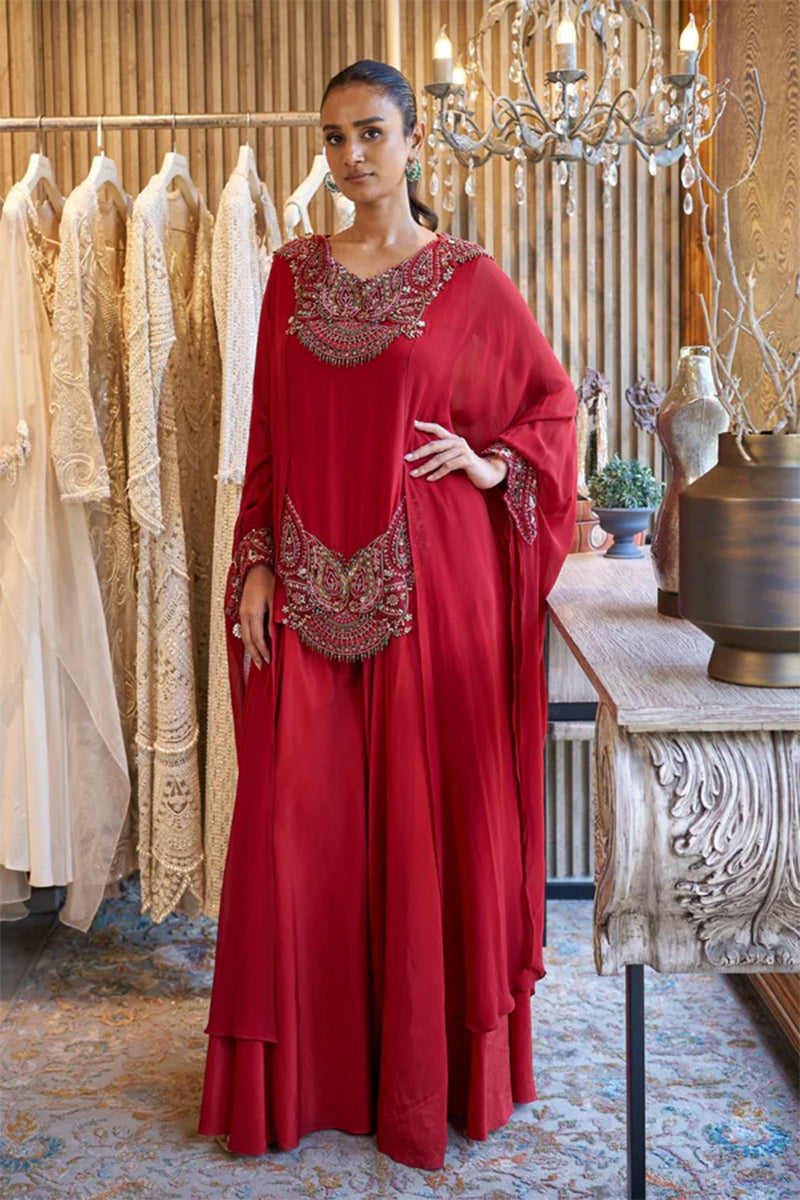 KURTA SLIP PANT RED