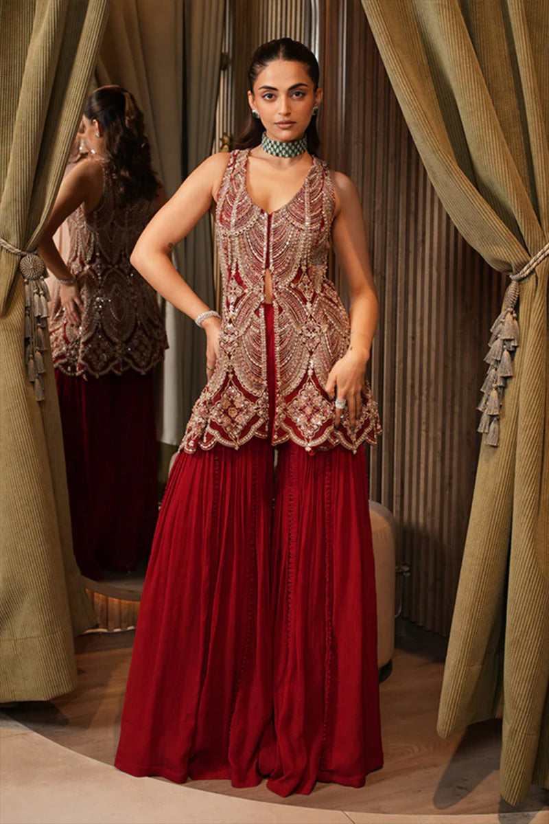 PEPLUM SHARARA RED