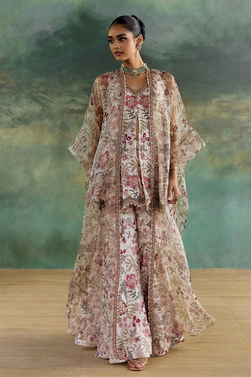Peplum Sharara Cape Moonlight Ivory