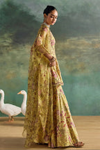 Peplum Sharara Cape Citric Lemon