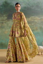 Peplum Sharara Cape Citric Lemon