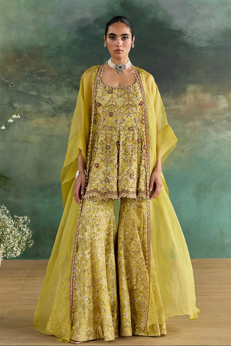 Peplum Sharara Cape Citric Lemon