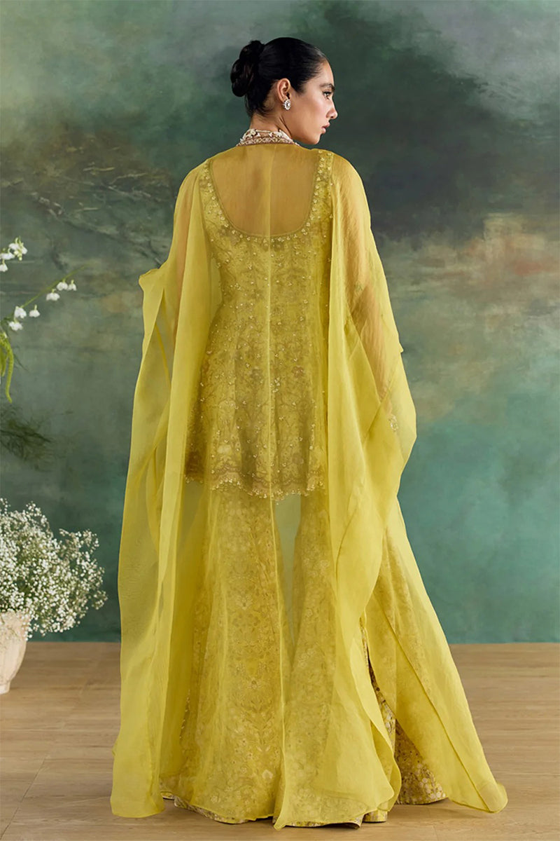 Peplum Sharara Cape Citric Lemon