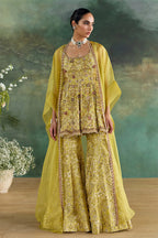 Peplum Sharara Cape Citric Lemon