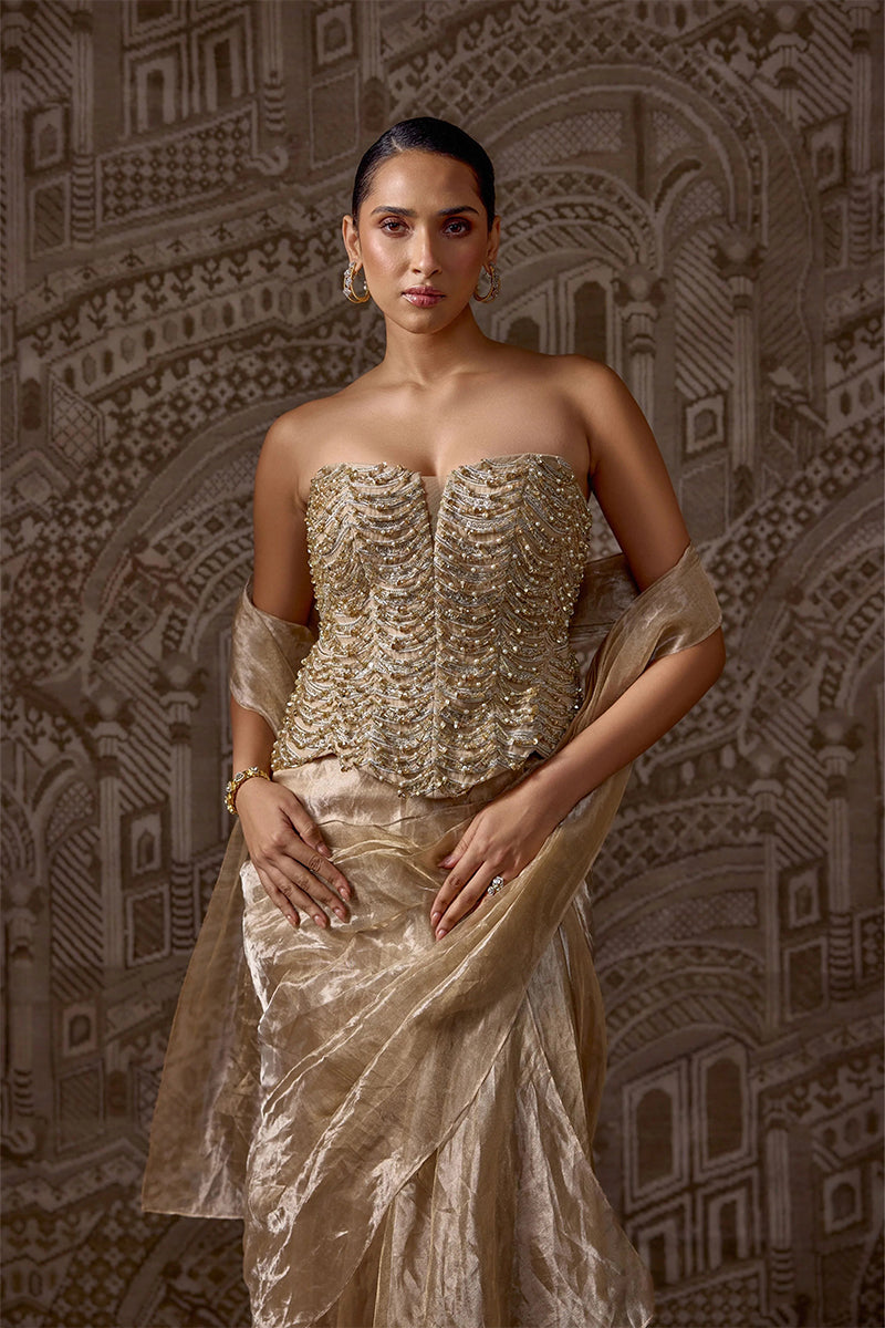 Drape Saree Blouse Gunmetal