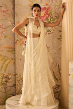 Ivory Draped Saree