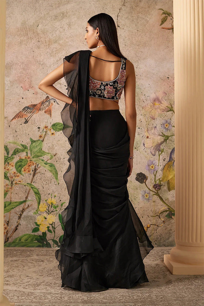 Black Draped Saree