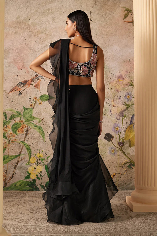 Black Draped Saree