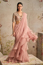 Dusky Pink Draped Saree