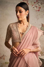 Dusky Pink Draped Saree