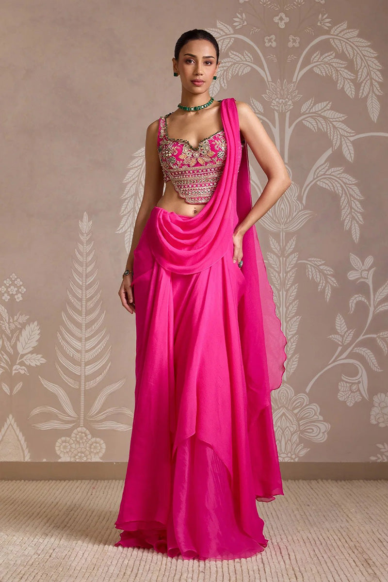 Fuchsia Draped Saree
