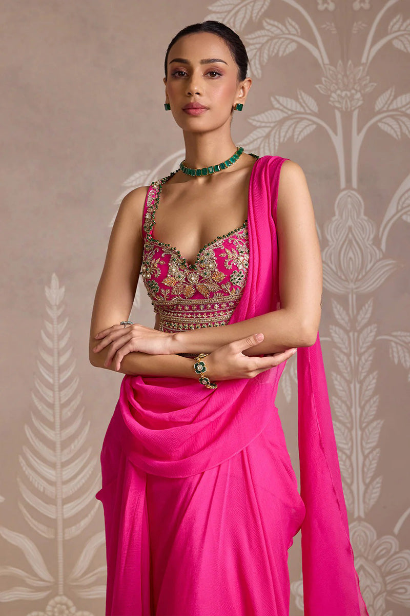 Fuchsia Draped Saree