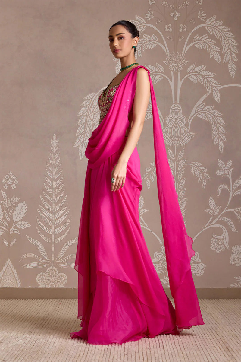 Fuchsia Draped Saree