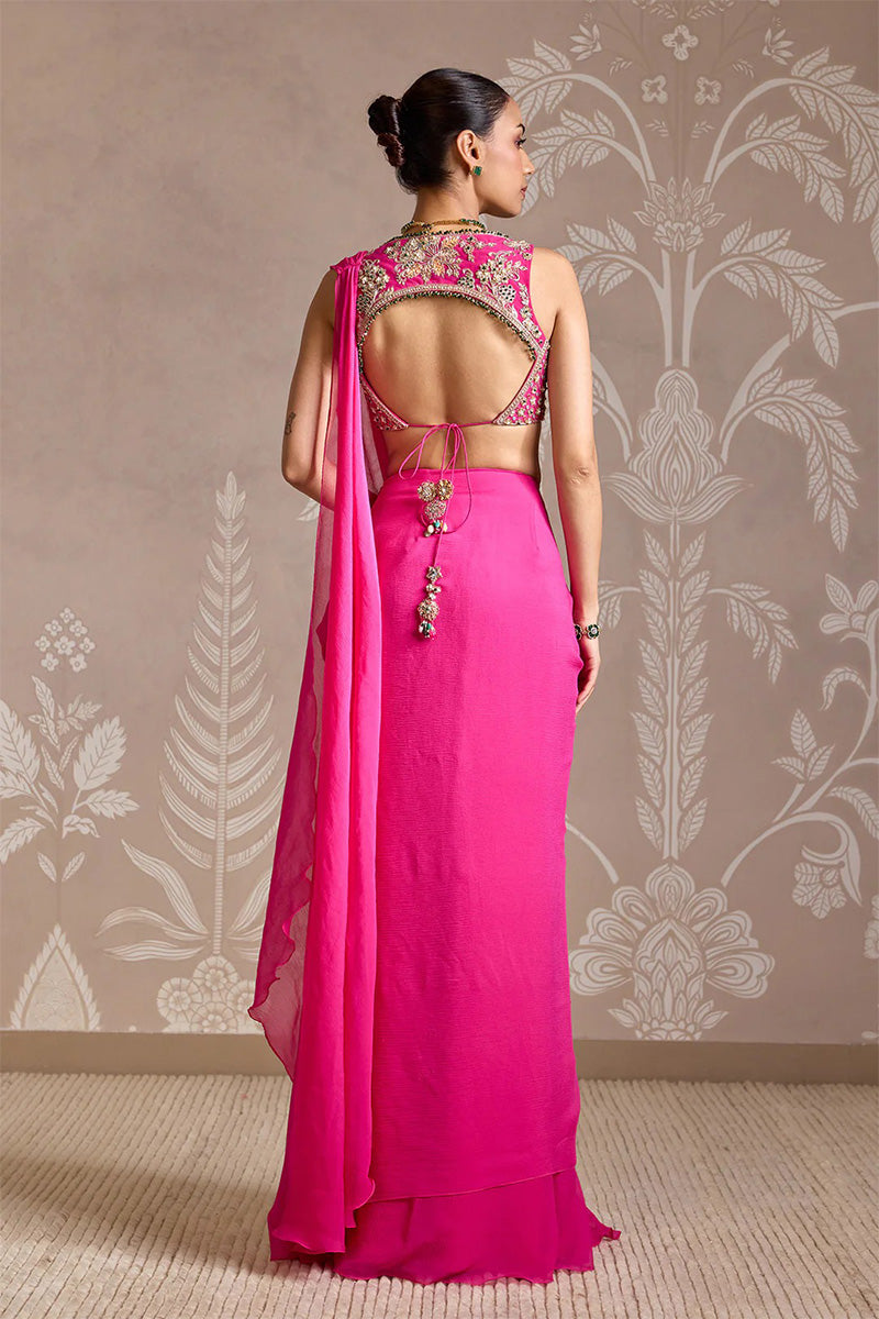 Fuchsia Draped Saree