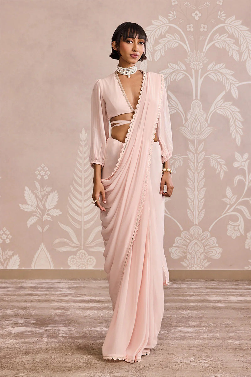 Dusky Pink Draped Saree