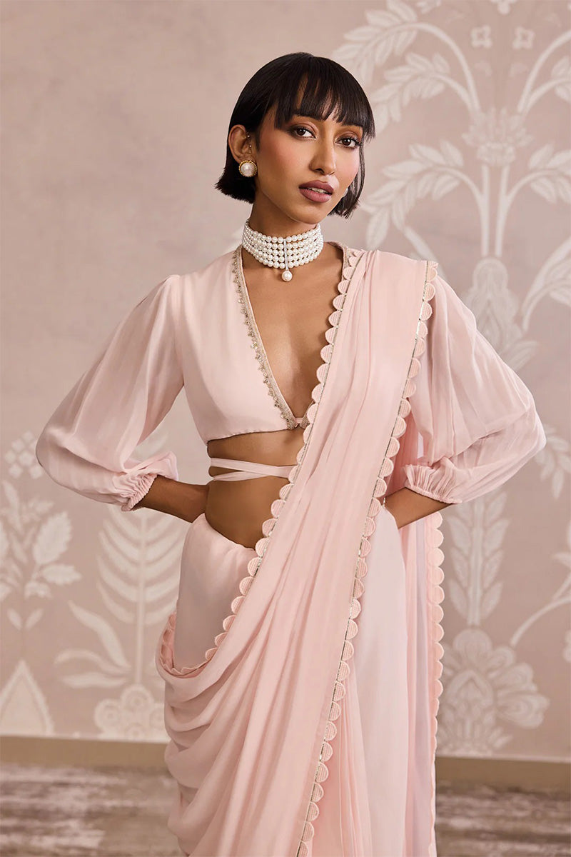 Dusky Pink Draped Saree